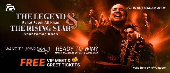 Win a chance to meet Rahat Fateh Ali Khan and rising star Shahzaman Khan live at Rotterdam Ahoy with Remit Choice.
